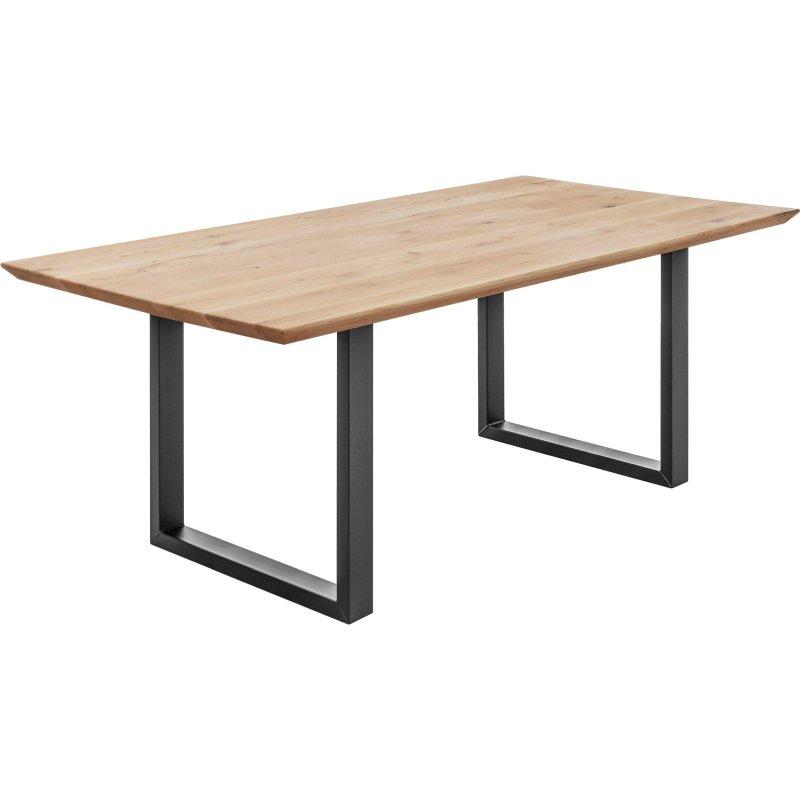 Siyah Metal U-Ayaklı Masif Meşe Dikdörtgen Bohem Yemek Masası - 200x100 cm - 235841
