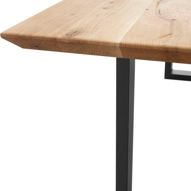 Siyah Metal U-Ayaklı Masif Meşe Dikdörtgen Bohem Yemek Masası - 200x100 cm - 235841