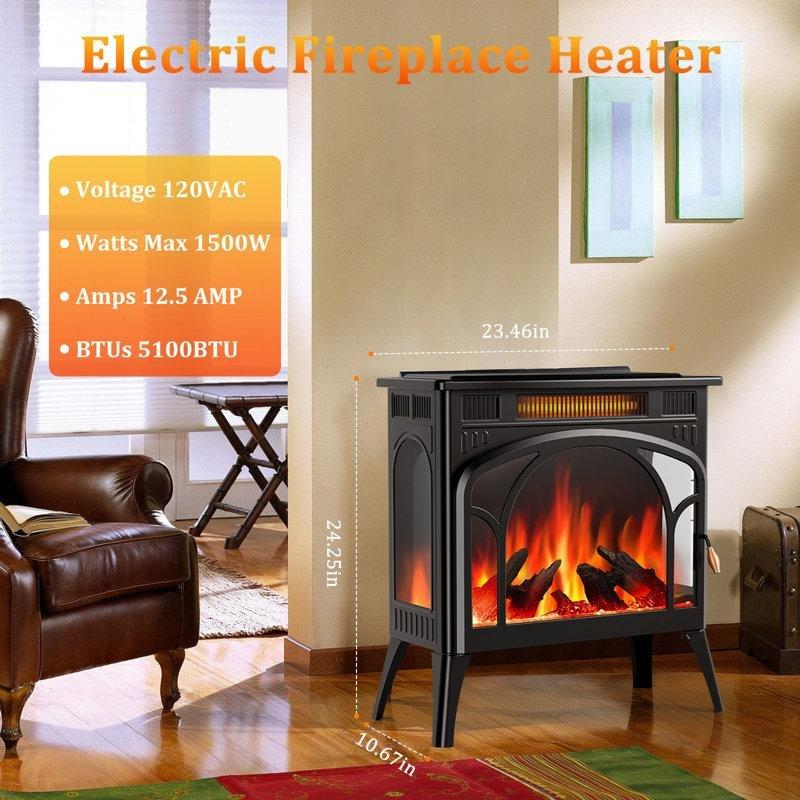 Siyah Metal Uzaktan Kumandalı Kızılötesi Elektrikli Şömine - 60 cm - 183902