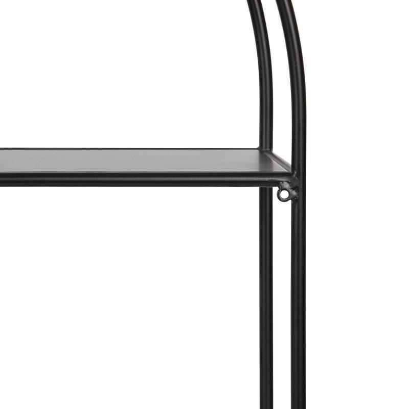 Siyah Metal ve Ahşap 2 Raflı Kemerli Duvar Rafı - 61x67 cm - 179923