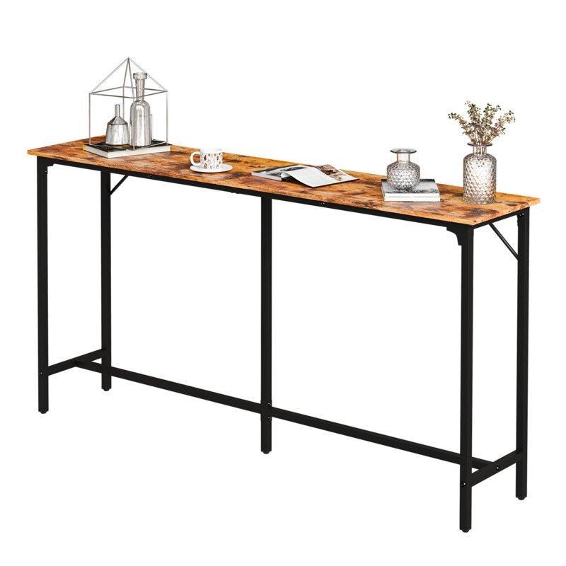 Siyah Metal ve Ahşap Endüstriyel Bar Masası - 140x39x99 cm - 232060
