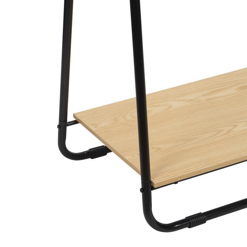Siyah Metal ve Ahşap Raflı Ayaklı Askılık - 91 cm - 165661