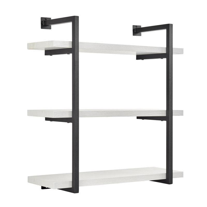 Siyah Metal ve Beyaz MDF 3 Katlı Duvar Rafı - 81x85 cm - 179611