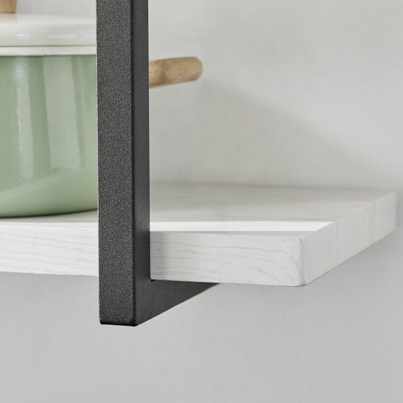 Siyah Metal ve Beyaz MDF 3 Katlı Duvar Rafı - 81x85 cm - 179611