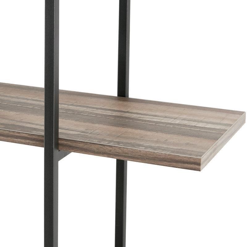 Siyah Metal ve Eskitme Ahşap 3 Katlı Duvar Rafı - 60 cm - 180242