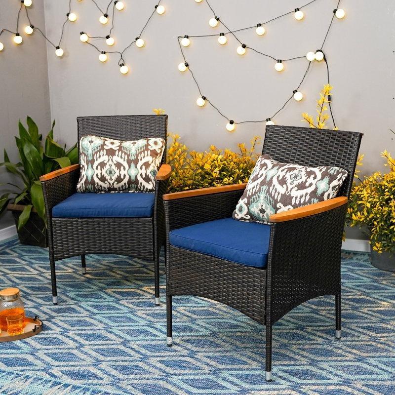 Siyah Metal ve Kahverengi PE Rattan Minderli Şemsiyeli 6 Kişilik Bahçe Masa Takımı - 213218