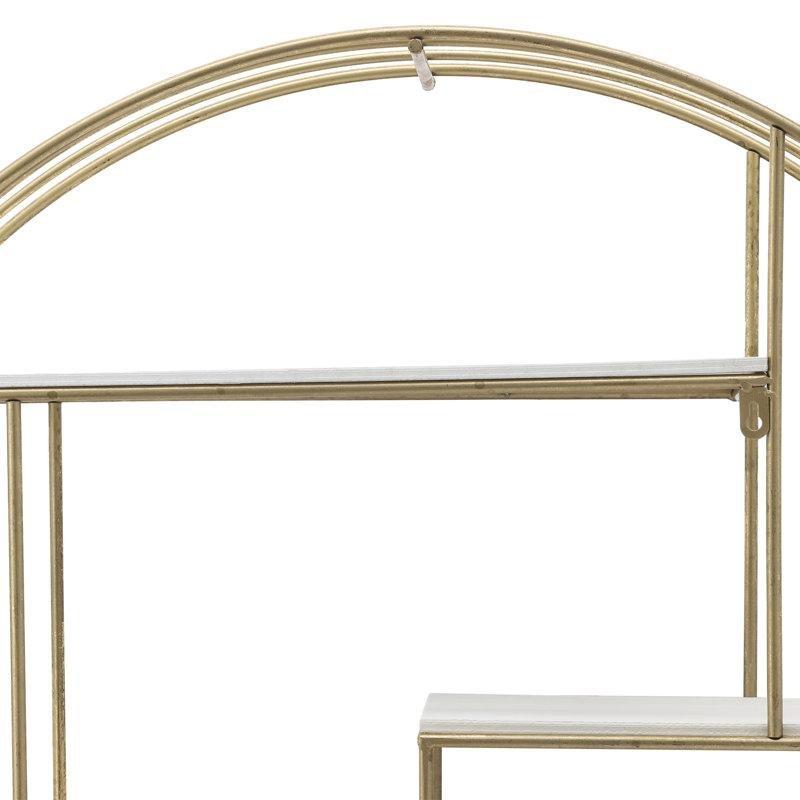 Siyah Metal ve Masif Ahşap Yuvarlak 4 Raflı Duvar Rafı - 82x82x18 cm - 179633