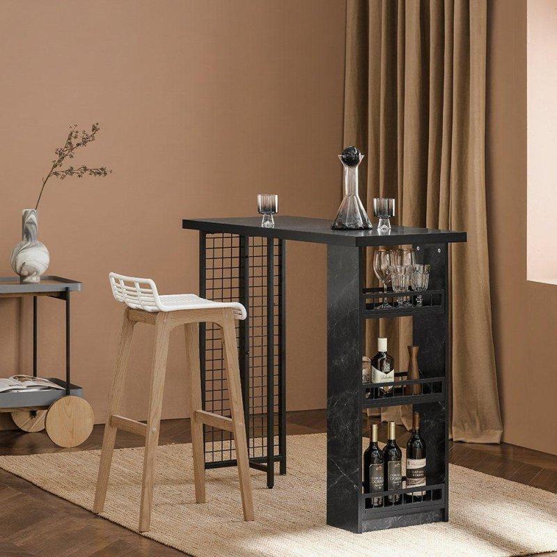 Siyah Metal ve MDF 3 Raflı Endüstriyel Bar Masası - 120x50x105 cm - 232250