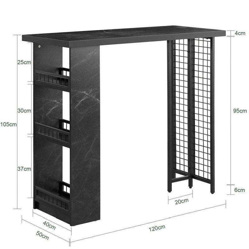 Siyah Metal ve MDF 3 Raflı Endüstriyel Bar Masası - 120x50x105 cm - 232250
