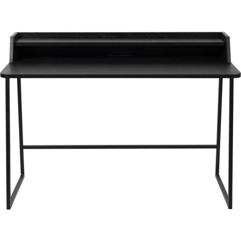 Siyah Metal ve Meşe Kaplama Raflı Vintage Çalışma Masası - 120x60 cm - 235019