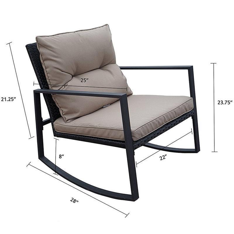 Siyah Metal ve Rattan Minderli Sallanan 2 Kişilik Bahçe Takımı - 209975