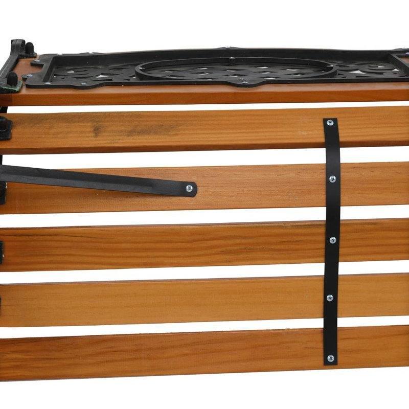 Siyah Metal ve Sert Ağaç Antik Tasarım Sırtlıklı Bahçe Bankı - 126 cm - 172218
