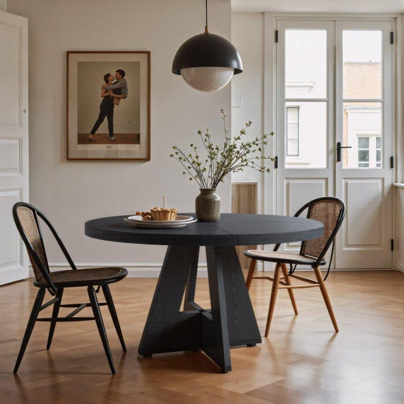 Siyah Modern Yuvarlak Bohem Yemek Masası - Ø120 cm - 236927