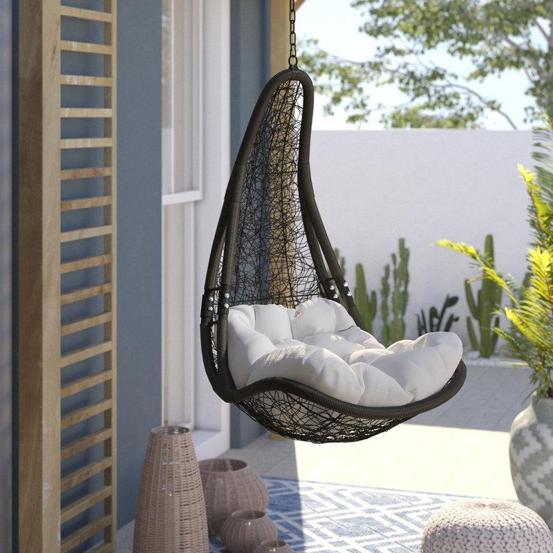 Siyah Moka Sentetik Rattan Tek Kişilik Standsız Askılı Yumurta Balkon Salıncağı - 174053