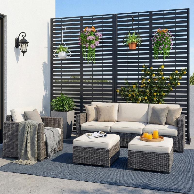 Siyah Paslanmaz Çelik Ayaklı Bahçe Paravanı - 183x112 cm - 172956