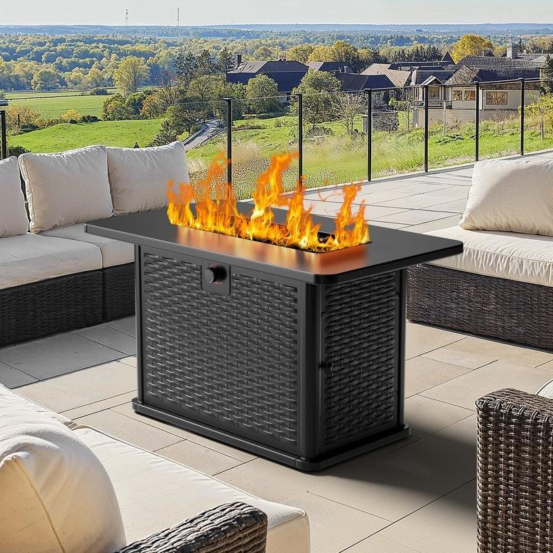 Siyah Paslanmaz Çelik Kapaklı ve Lav Taşlı Elektrikli Şömine - 110 cm - 183818