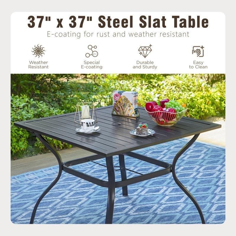 Siyah PE Rattan Şemsiyeli Minderli 4 Kişilik Bahçe Masa Takımı - 214566