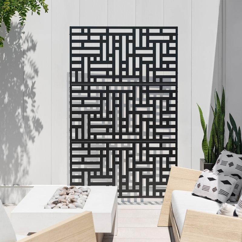 Siyah Plastik Blok Desenli Ayaklı Dış Mekan Paravan - 194x115 cm - 184231