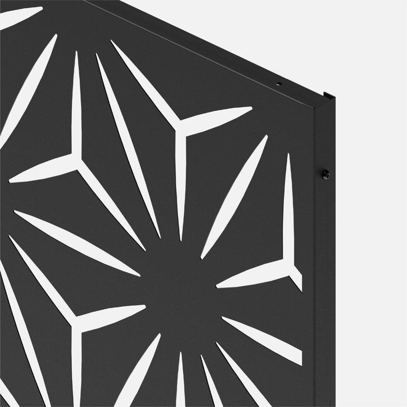 Siyah Plastik Çelik Ayaklı Geometrik Desenli Bahçe Paravanı - 115x194 cm - 173059