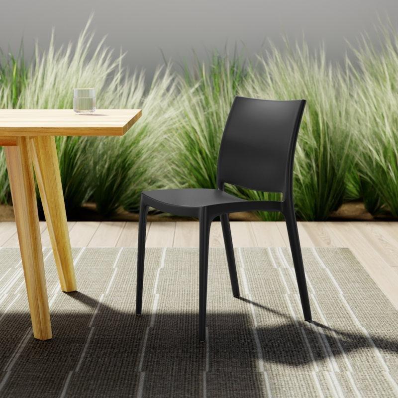 Siyah Plastik İstiflenebilir 2li Set Bahçe Sandalyesi - 173769