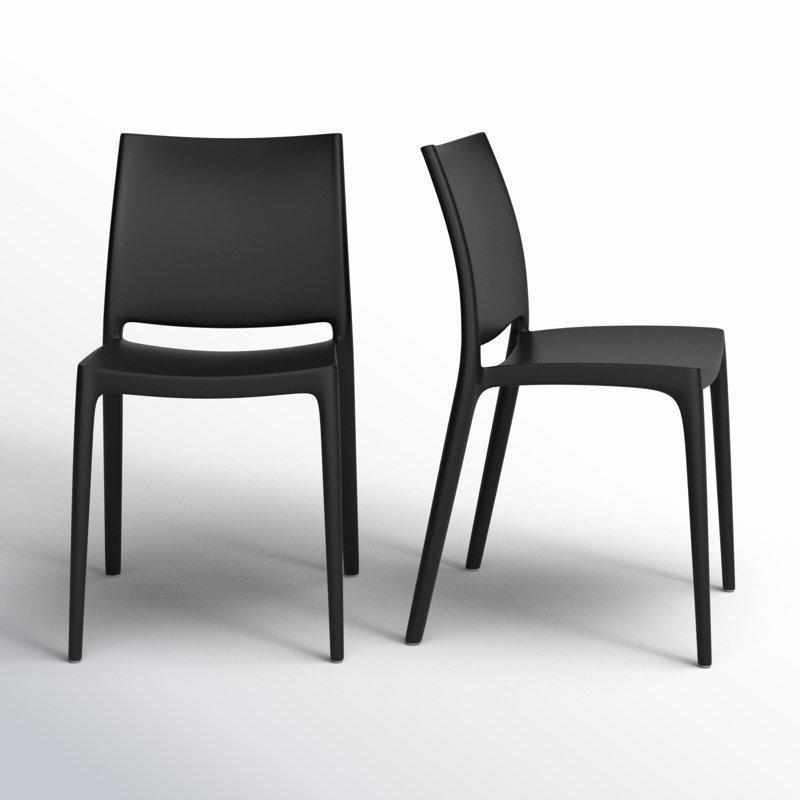 Siyah Plastik İstiflenebilir 2li Set Bahçe Sandalyesi - 173769