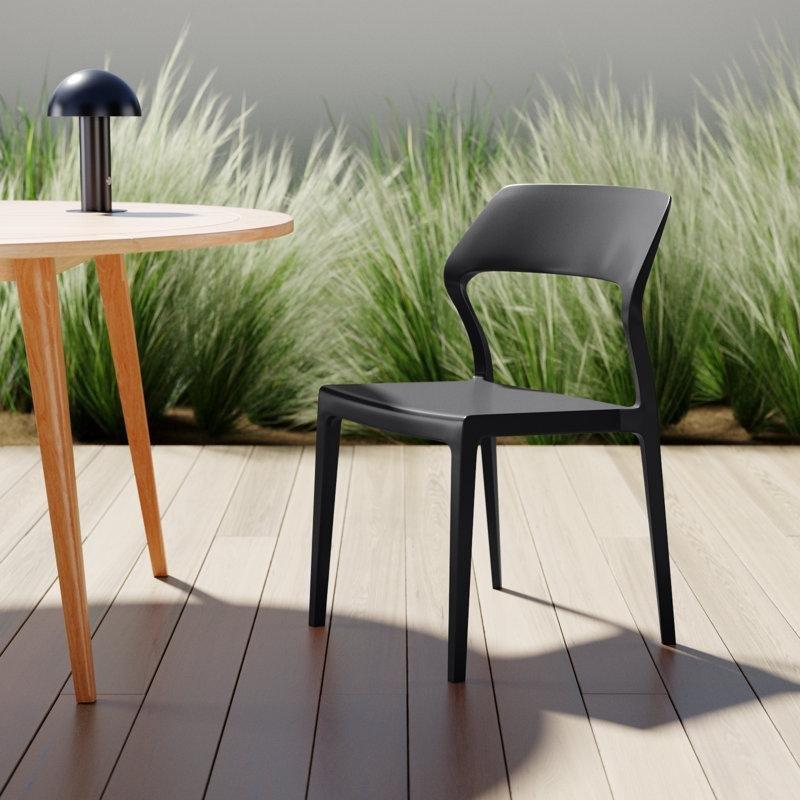 Siyah Plastik İstiflenebilir 2li Set Bahçe Sandalyesi - 173855