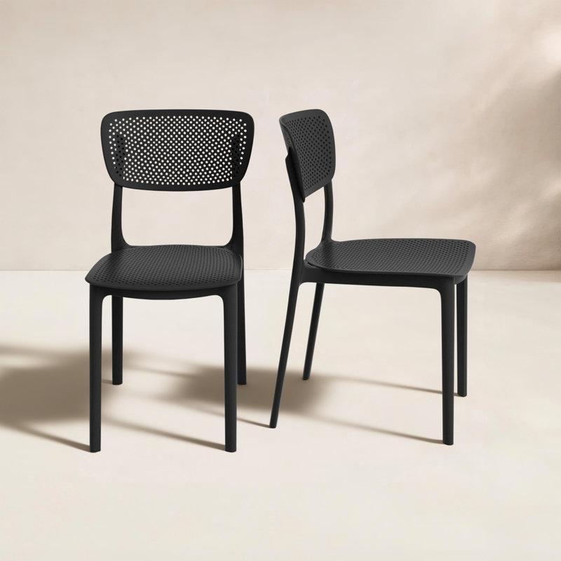 Siyah Plastik İstiflenebilir Bahçe Sandalyesi - 2li Set - 173657