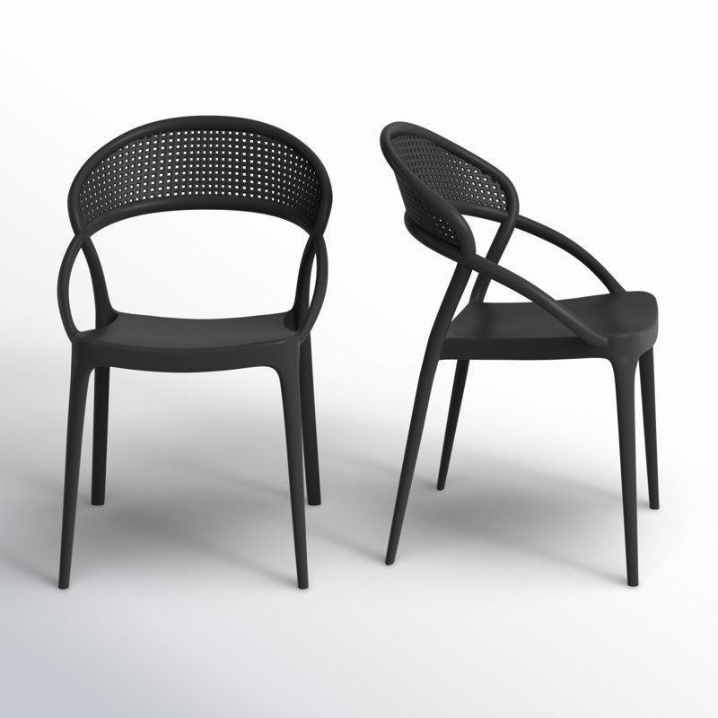 Siyah Plastik İstiflenebilir Delikli Sırtlı 2li Set Bahçe Sandalyesi - 173569 Siyah Plastik İstiflenebilir Delikli Sırtlı 2li Set Bahçe Sandalyesi - 173569