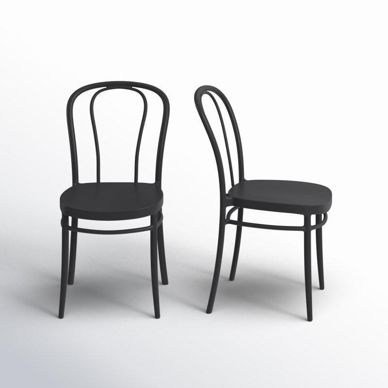 Siyah Plastik İstiflenebilir Delikli Tasarım Bahçe Sandalyesi 2li Set - 173614