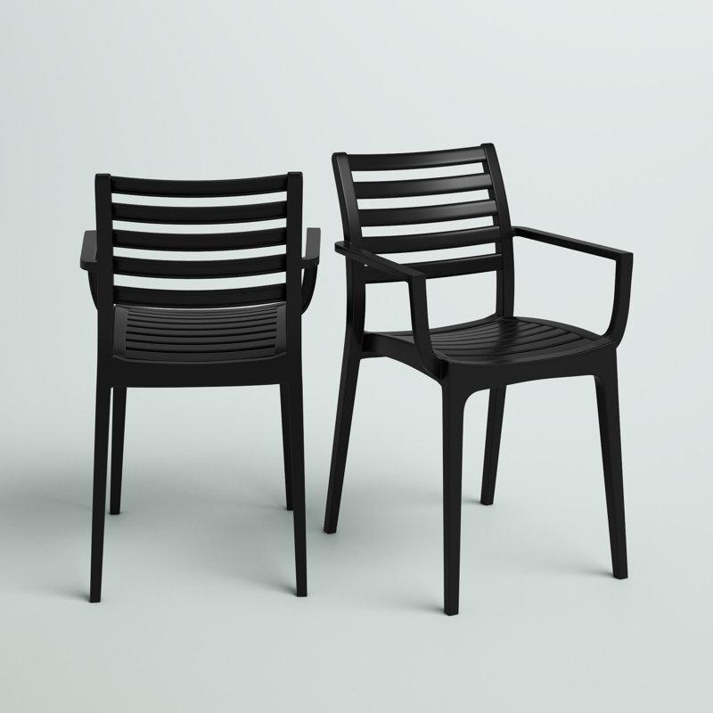 Siyah Plastik İstiflenebilir Kollu Bahçe Sandalyesi 2li Set - 173783