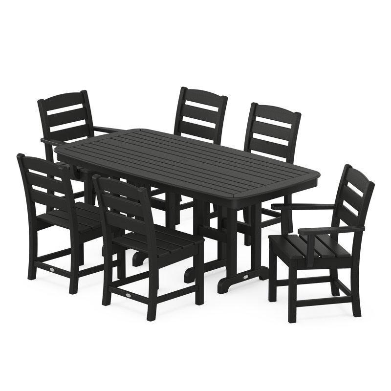 Siyah Polietilen 6 Kişilik Şemsiye Delikli Dikdörtgen Bahçe Masa Takımı - 182x94 cm - 217095