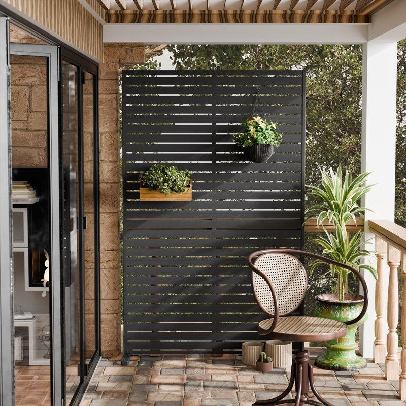 Siyah Polietilen 6 Panelli Hava Koşullarına Dayanıklı Ayaklı Bahçe Paravanı - 184 cm - 173280