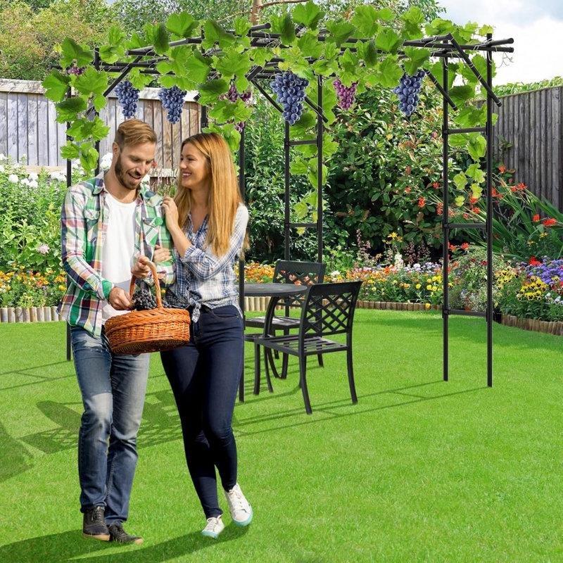 Siyah Polietilen Kaplamalı Çelik Geniş Tırmanıcı Bitki Bahçe Kemeri - 300x201x221 cm - 179860