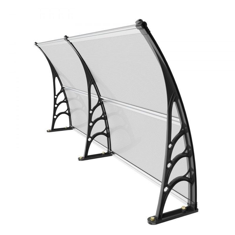 Siyah Polikarbon ve Alüminyum UPF 50+ Güneş Korumalı Kapı Üstü Sundurma - 199x97 cm - 165931