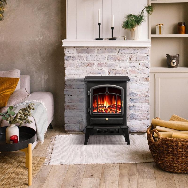 Siyah Portatif 3 Taraflı Cam Tasarımlı Kızılötesi Isıtmalı Elektrikli Şömine - 183961