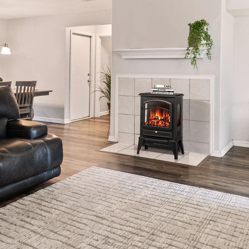 Siyah Portatif 3 Taraflı Cam Tasarımlı Kızılötesi Isıtmalı Elektrikli Şömine - 183961