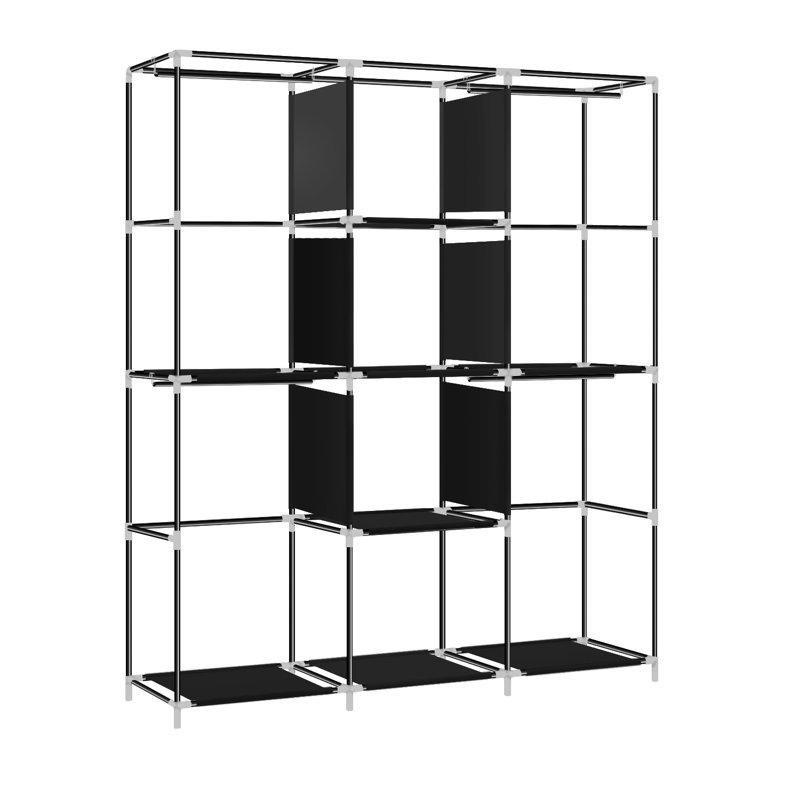 Siyah Portatif Fermuarlı Askılı ve Raflı Bez Dolap - 127x46x171 cm - 182776