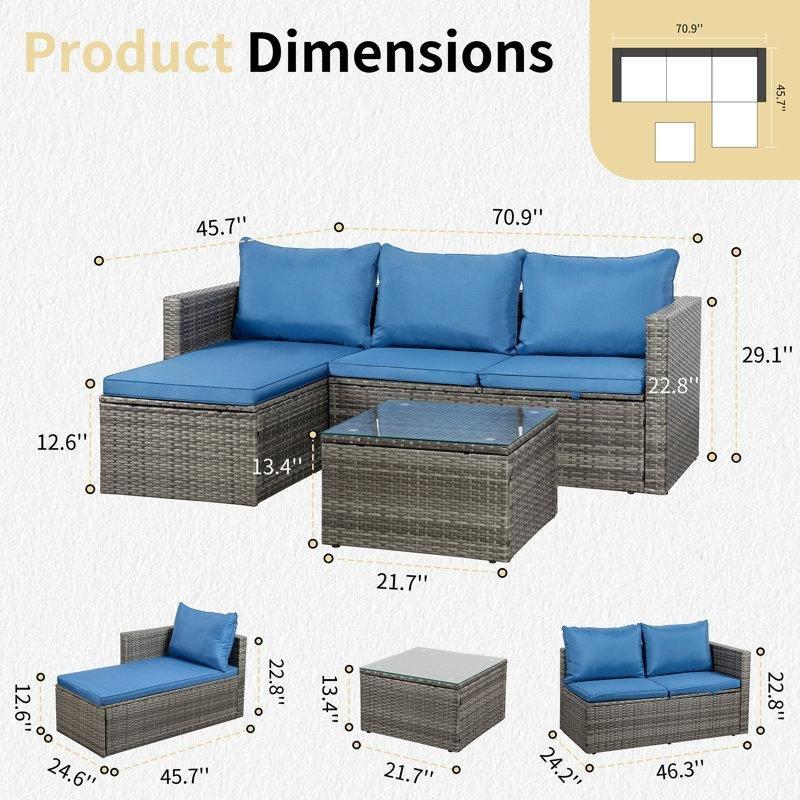Siyah PVC Rattan Minderli Modüler Bahçe Takımı - 211565