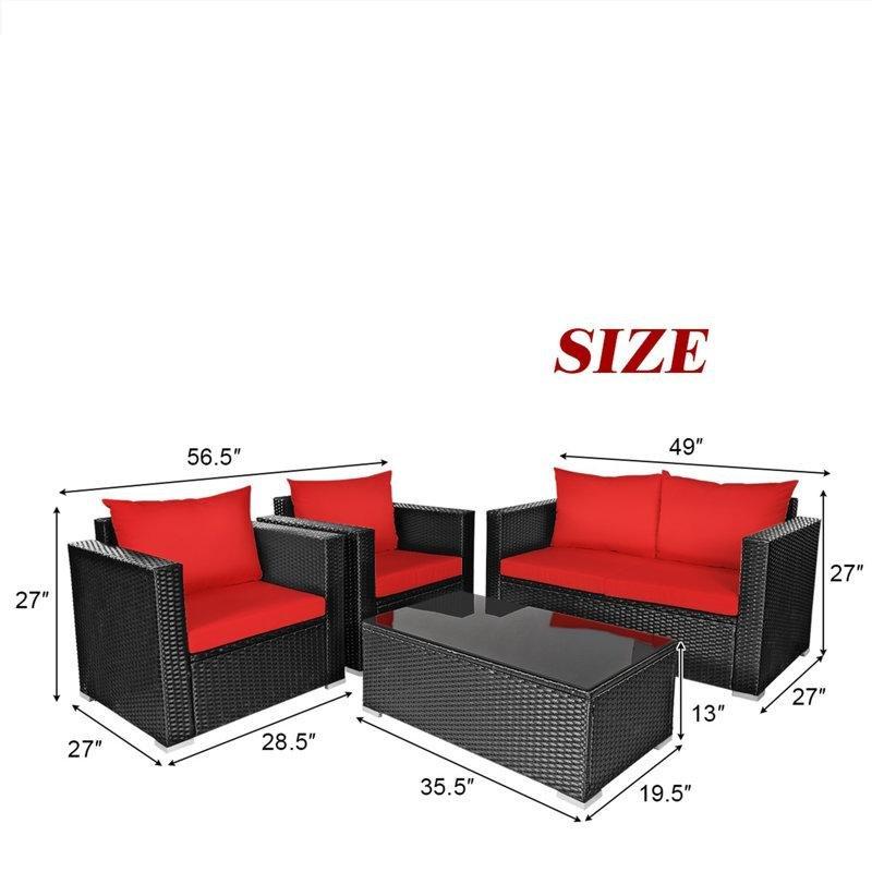 Siyah Rattan 8 Kişilik Minderli Cam Tablalı Bahçe Oturma Grubu - 210505