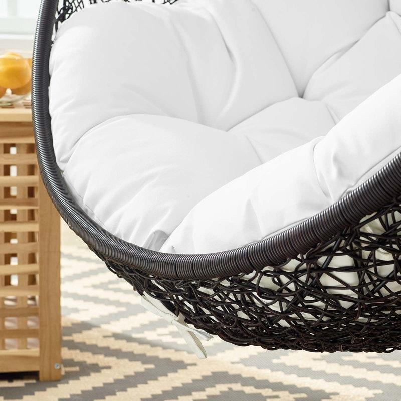 Siyah Rattan Metal Ayaklı ve Gölgelikli Tek Kişilik Balkon Salıncağı - 174724