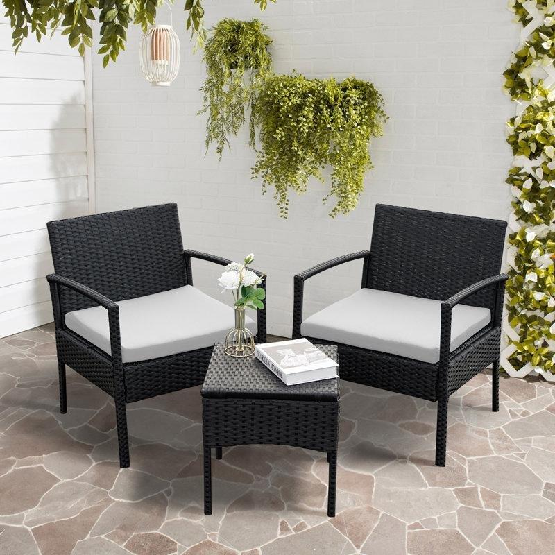 Siyah Rattan Minderli 2 Kişilik Bahçe Takımı - 212408