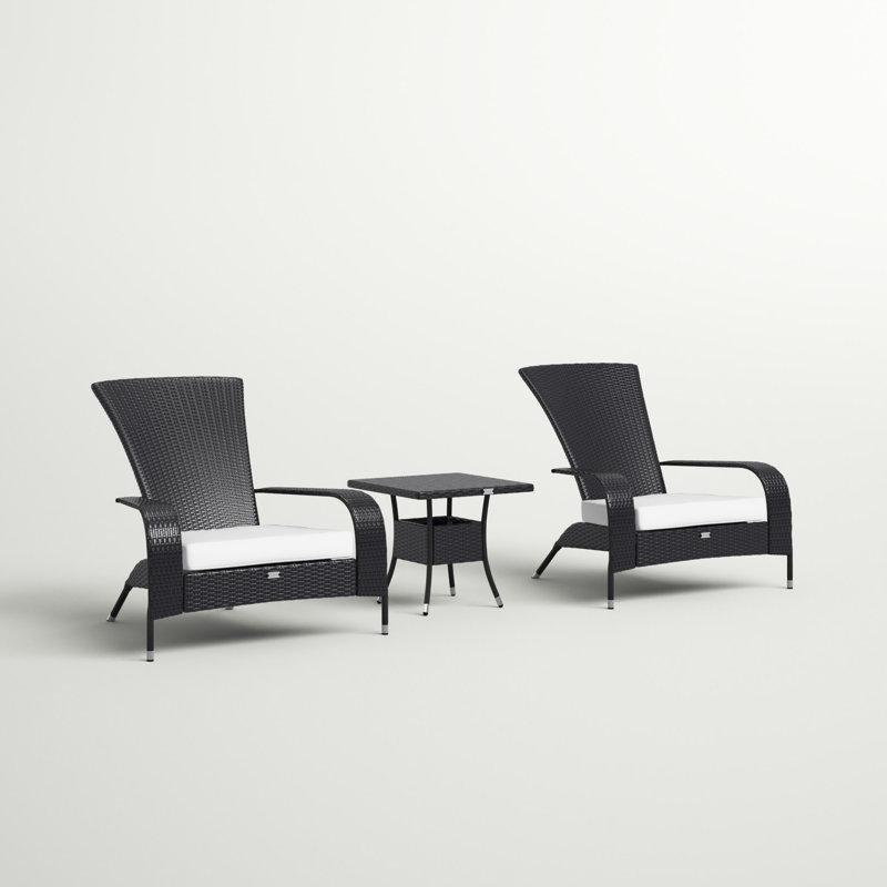 Siyah Rattan Minderli 3 Parça 2 Kişilik Bahçe Takımı - 210964