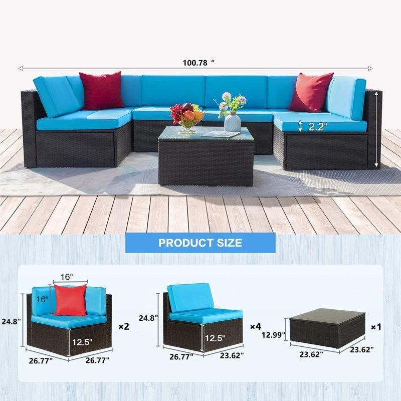 Siyah Rattan Modüler Cam Tablalı Köşe Bahçe Takımı - 211199