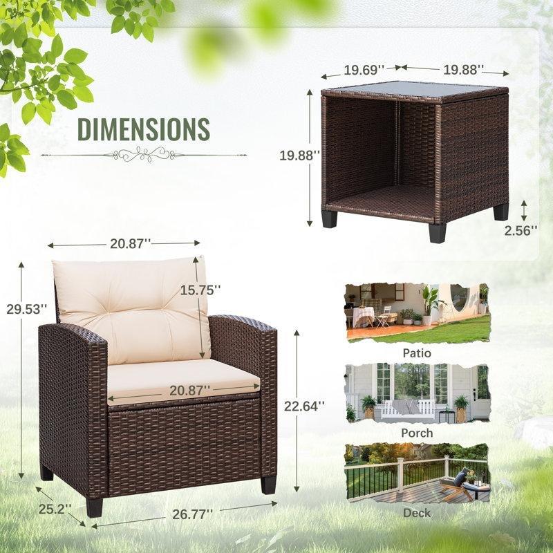 Siyah Rattan ve Akasya Ağacı Minderli 2 Kişilik Bahçe Takımı - 211901