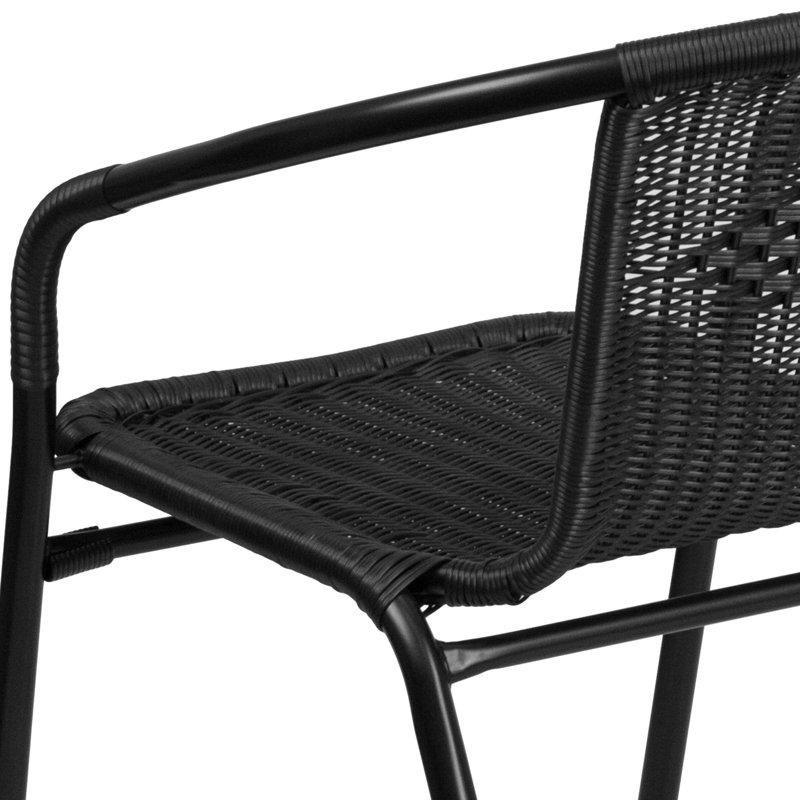 Siyah Rattan ve Alüminyum Kollu İstiflenebilir Bahçe Sandalyesi - 4lü Set - 173927