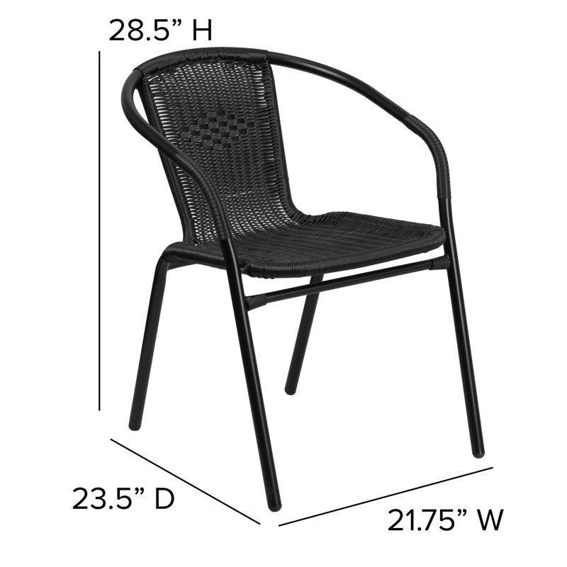 Siyah Rattan ve Alüminyum Kollu İstiflenebilir Bahçe Sandalyesi - 4lü Set - 173927