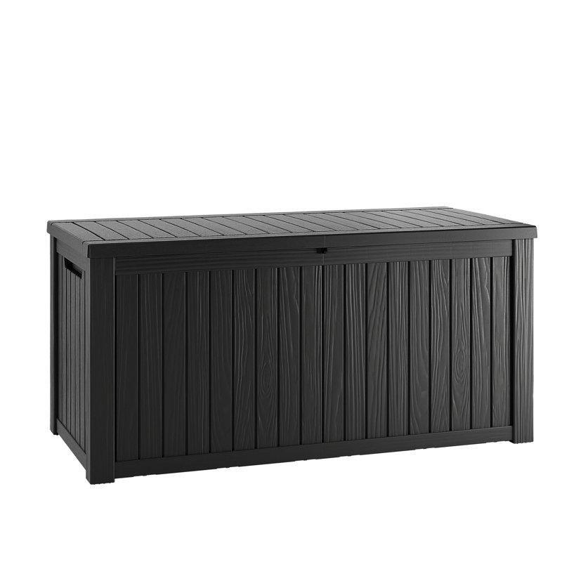 Siyah Reçine Kilitlenebilir Oturaklı Bahçe Sandığı - 141 cm - 163507