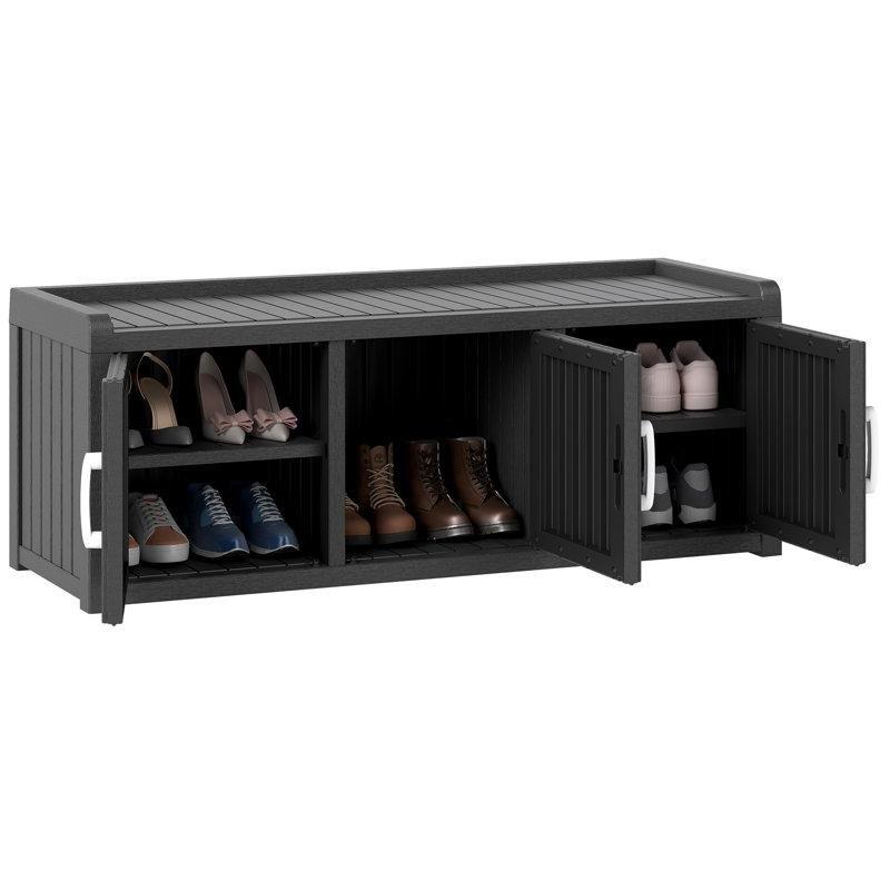 Siyah Reçine Su Geçirmez Sürgülü Kapaklı Ayakkabılık - 119x42x45 cm - 228093