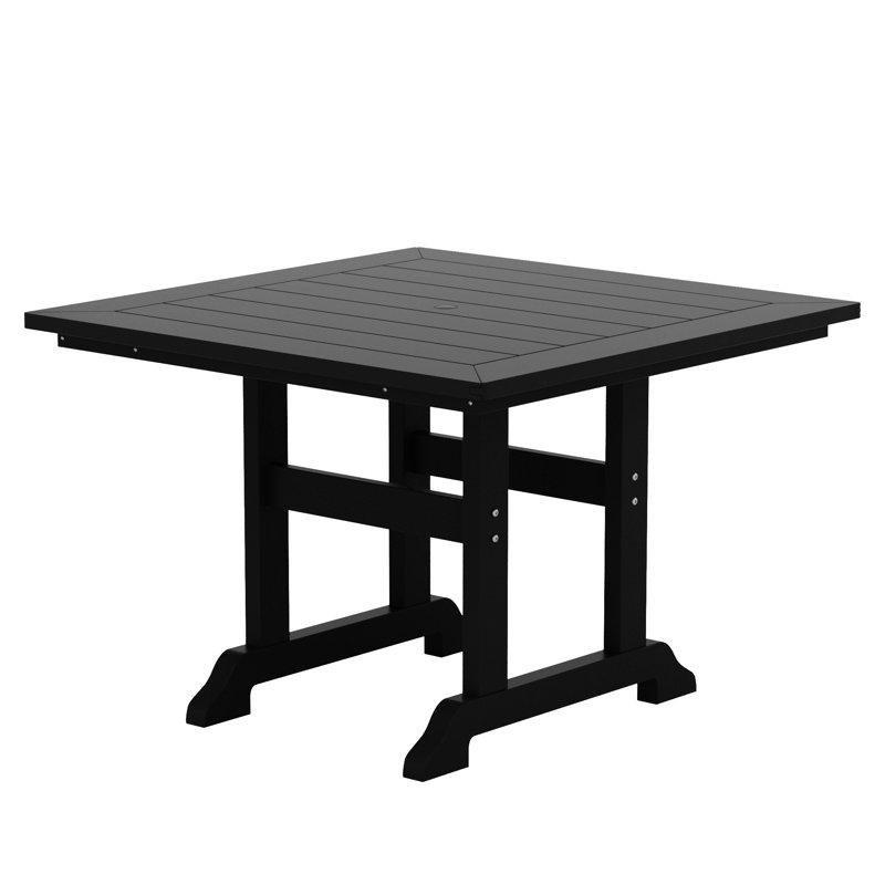 Siyah Şemsiye Delikli Kare Plastik 4 Kişilik Bahçe Masa Takımı - 110x110 cm - 215020
