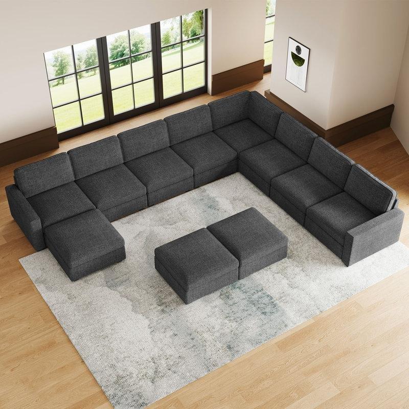 Siyah Şönil Kumaş Modüler Depolama Alanlı U Köşe Koltuk Takımı - 410x335 cm - 192979